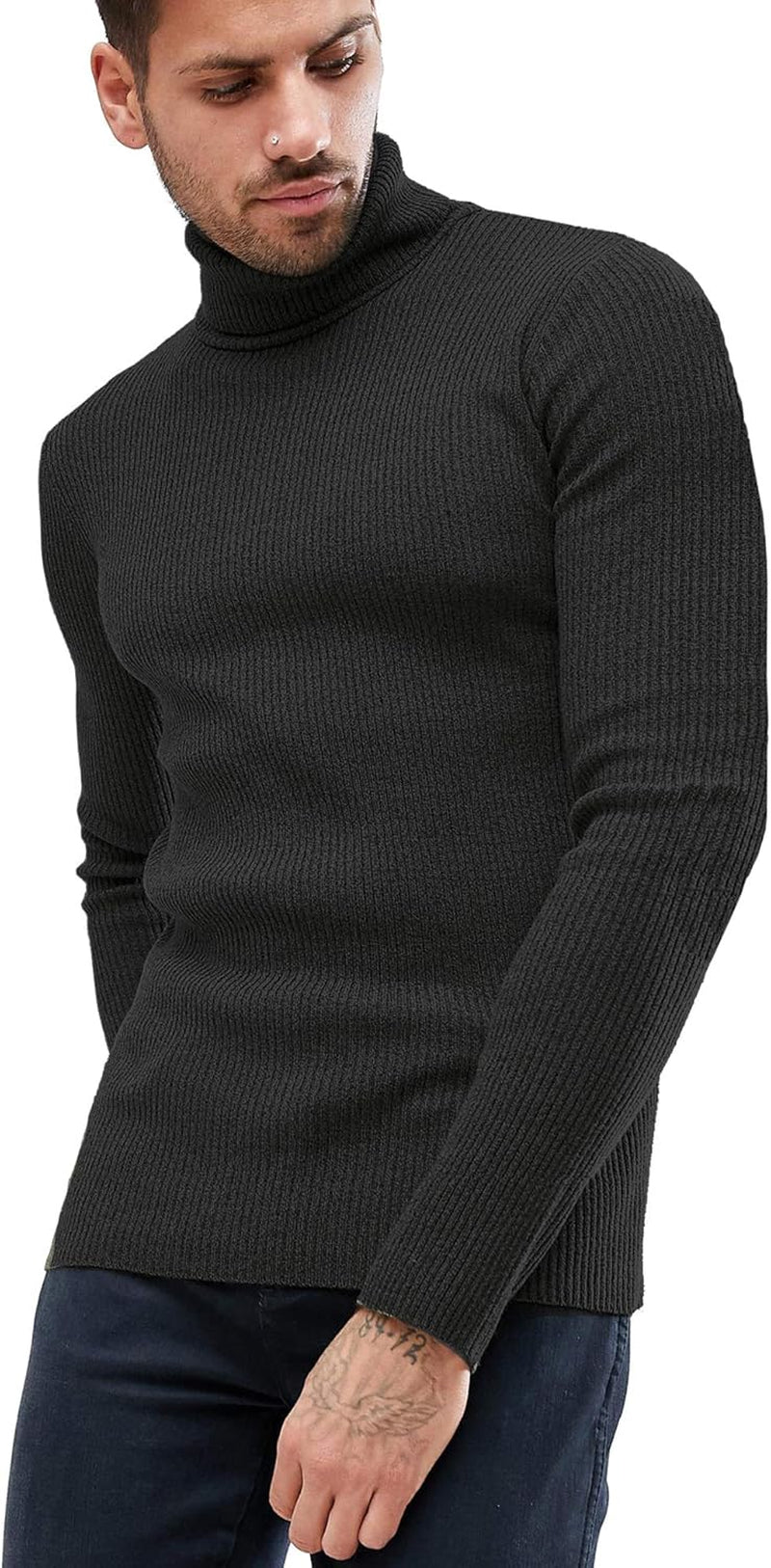 Mens Casual Basic Thermal Turtleneck Slim Fit Pullover Thermal Sweaters
