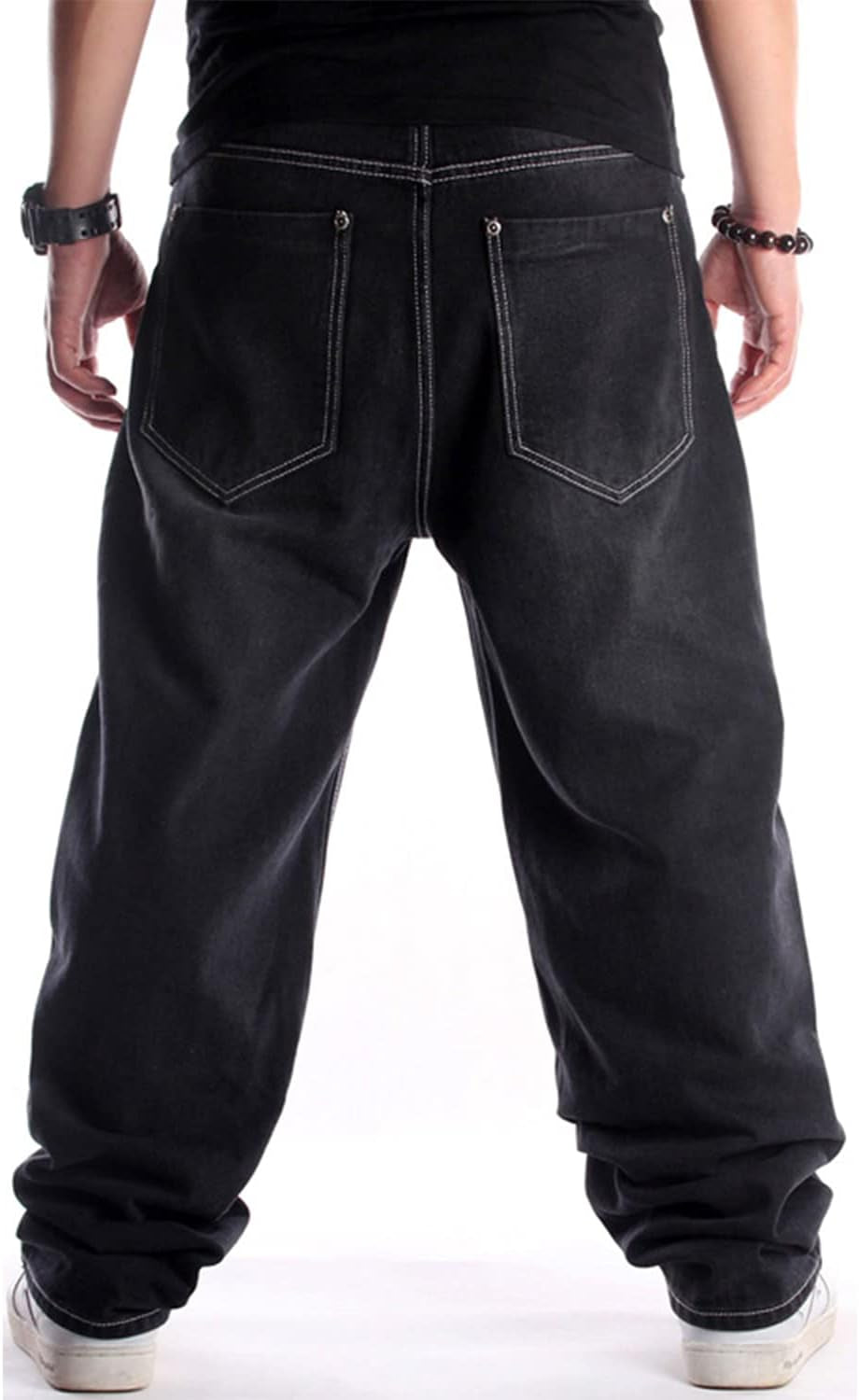 Men'S Baggy Hip Hop Jeans Wide Leg Y2K Skater Denim Pants Loose Fit Vintage Streetwear
