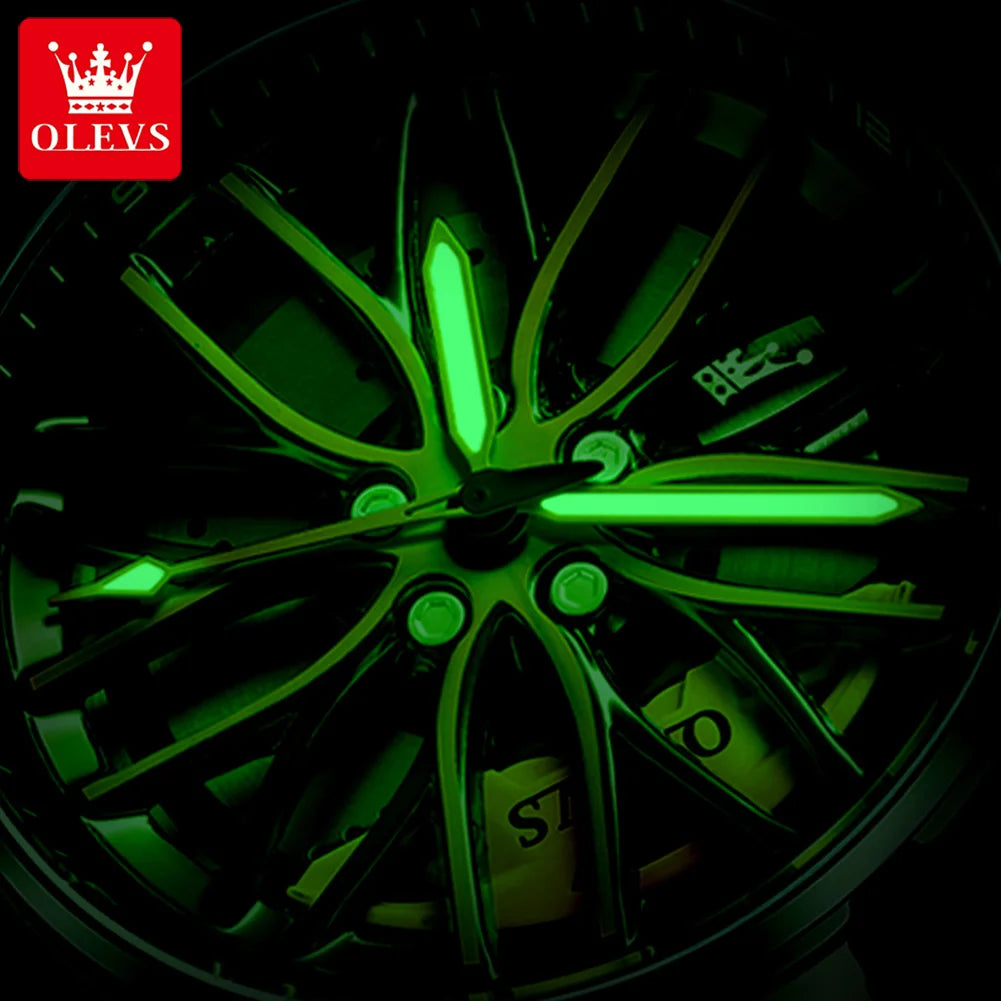 Rotation Rim Hub Sports Car Watch Men Watches Waterproof Stainless Steel Wheel Quartz Wristwatch Men with Luminous Hands