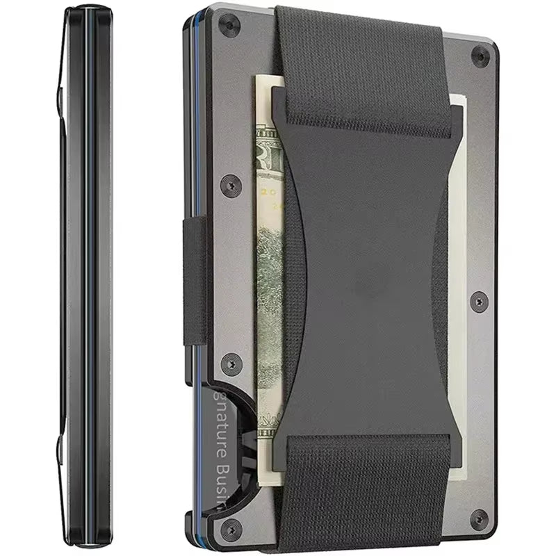 Carbon Fiber Metal Minimalist Slim Credit Card Holder Men Wallet Carteira for Men RFID Cashback Bank Cardholder Case Walet Money