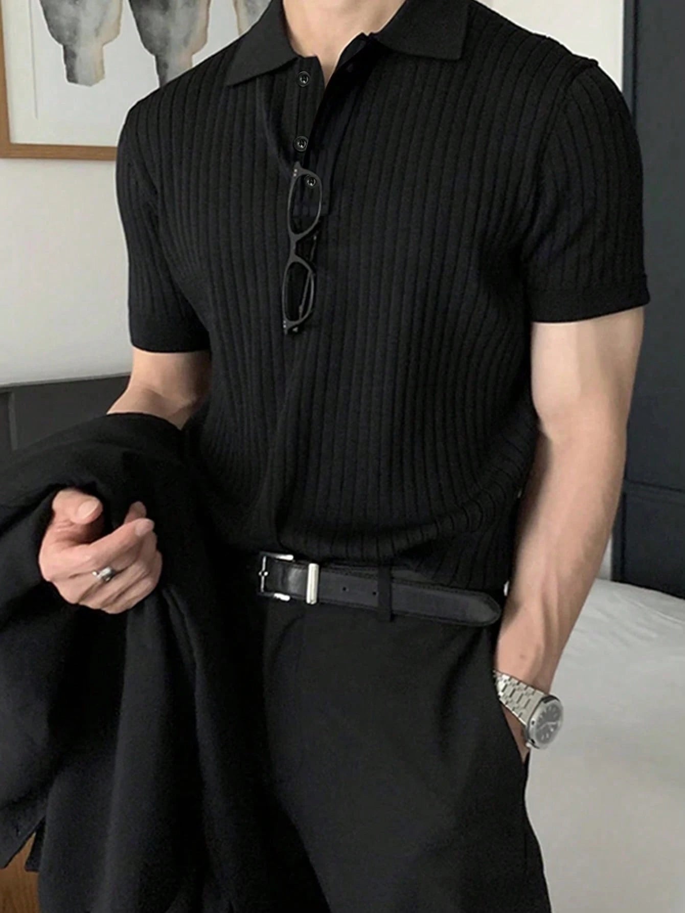 Manfinity Homme Men'S Solid Color Short Sleeve Casual/Business Polo Shirt