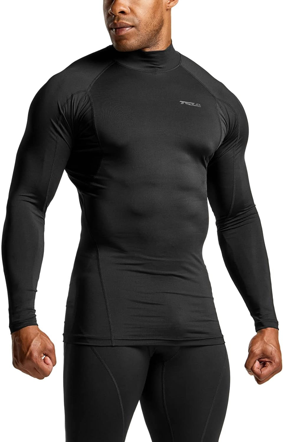 Men'S UPF 50+ Mock Long Sleeve Compression Shirts, Athletic Workout Shirt, Base Layer for Water Sports